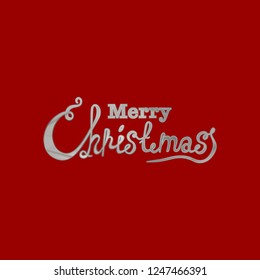 Merry Christmas vector text Calligraphic Lettering design card template. Creative typography for Holiday Greeting Gift Poster. Calligraphy Font style Banner. Red Background.