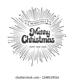 Merry Christmas vector text Calligraphic Lettering design card template. Creative typography for Holiday Greeting Gift Poster. Calligraphy Font style Banner.