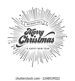 Merry Christmas vector text Calligraphic Lettering design card template. Creative typography for Holiday Greeting Gift Poster. Calligraphy Font style Banner.