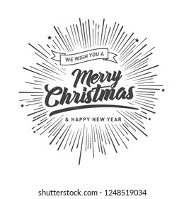 Merry Christmas vector text Calligraphic Lettering design card template. Creative typography for Holiday Greeting Gift Poster. Calligraphy Font style Banner.