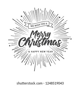 Merry Christmas vector text Calligraphic Lettering design card template. Creative typography for Holiday Greeting Gift Poster. Calligraphy Font style Banner.