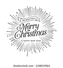 Merry Christmas vector text Calligraphic Lettering design card template. Creative typography for Holiday Greeting Gift Poster. Calligraphy Font style Banner.