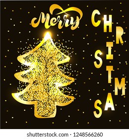 Merry Christmas vector text Calligraphic Lettering design card template. Creative typography for Holiday Greeting Gift Poster. Calligraphy Font style Banner. EPS10