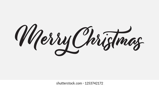 Merry Christmas vector text Calligraphic Lettering design card template. Creative typography for Holiday Greeting Gift Poster. Hand lettering inscription to winter holiday design, calligraphy vector.