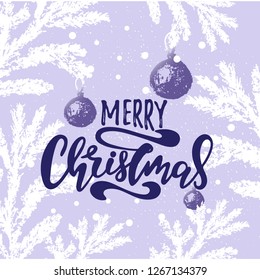 Merry Christmas vector text Calligraphic Lettering design card template.