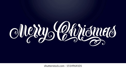 Merry Christmas vector text Calligraphic Lettering design card template. Calligraphic handmade lettering.