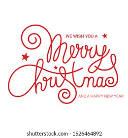 Merry Christmas vector text Calligraphic Lettering design card template. Creative typography for Holiday Greeting Gift Poster. Calligraphy Font style Banner