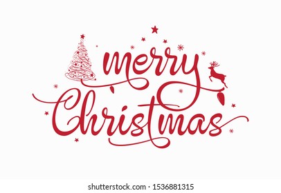 Merry Christmas vector text calligraphic design. Creative typography for holiday greeting gift poster.
