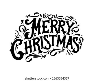 Merry Christmas vector text Calligraphic Lettering design card template. Calligraphic handmade lettering.