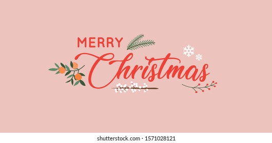Merry Christmas vector text Calligraphic Lettering design card template. 