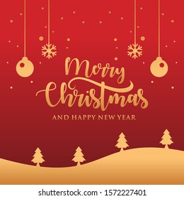 Merry Christmas vector text Calligraphic Lettering design card template.