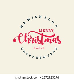 Merry Christmas vector text Calligraphic Lettering design card template.