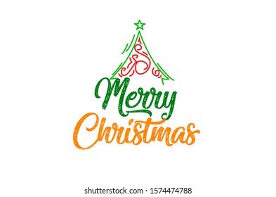 Merry Christmas vector text Calligraphic Lettering 
