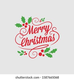 Merry Christmas vector text Calligraphic Lettering design card template. Creative typography for Holiday Greeting Gift Poster. Calligraphy Font style Banner
