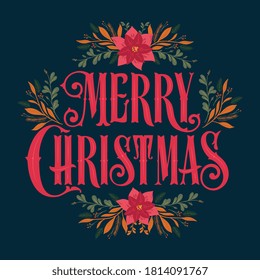 Merry Christmas vector text Calligraphic Lettering design card template. Calligraphic handmade lettering.