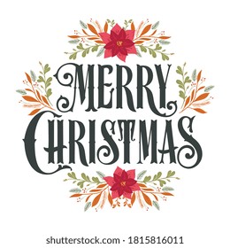 Merry Christmas vector text Calligraphic Lettering design card template. Calligraphic handmade lettering.