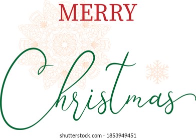 Merry Christmas vector text - Christmas Calligraphic Lettering design template. Creative typography and Snowflakes for Holiday Greeting Gift Poster. Calligraphy Font style Banner. Monogram Silhouette