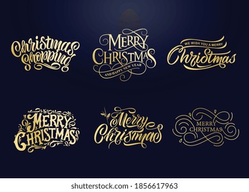 Merry Christmas vector text Calligraphic Lettering design card template. Calligraphic handmade lettering.