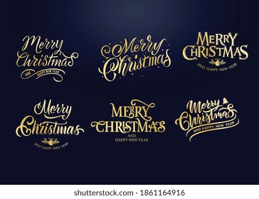 Merry Christmas vector text Calligraphic Lettering design card template. Calligraphic handmade lettering.