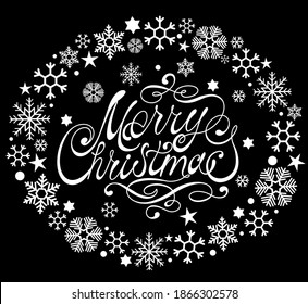Merry Christmas vector text Calligraphic Lettering design card template. Creative typography for Holiday Greeting Gift Poster. Calligraphy Font style Banner.