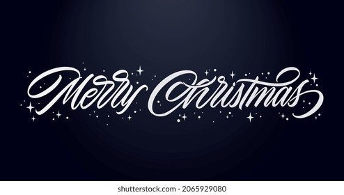 Merry Christmas vector text Calligraphic Lettering design card template. Calligraphic handmade lettering.