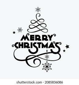 Merry Christmas vector text Calligraphic Lettering design card template. Creative typography for Holiday Greeting Gift Poster. Calligraphy Font style Banner EPS01