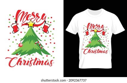 Merry Christmas vector text Calligraphic Lettering design card template. Merry Christmas card. Vector Illustration