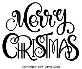 Merry Christmas vector text Calligraphic Lettering design card template. Creative typography for Holiday Greeting Gift Poster. Calligraphy Font style Banner.
