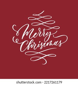Merry Christmas vector text Calligraphic Lettering design card template. Creative typography for Holiday Greeting Gift Poster. Calligraphy Font style Banner