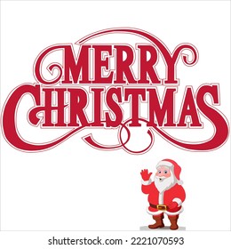Fröhlicher Weihnachtsvordruck Kalligrafische Letterdesign mit Vorlage des Weihnachtsmannes