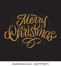 Merry Christmas vector text Calligraphic Lettering design card template. Calligraphic handmade lettering.