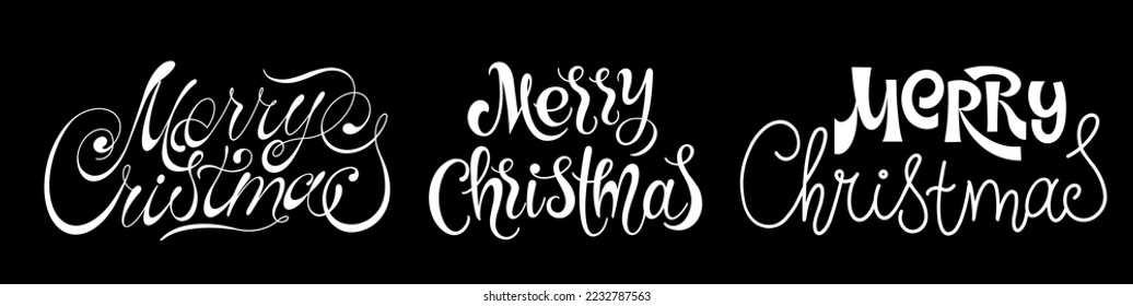 Merry Christmas vector text Calligraphic Lettering design card template. Creative typography for Holiday Greeting Gift Poster. Calligraphy Font style Banner.