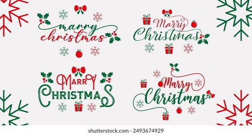 Feliz Navidades Vector de texto VECTOR de Plantilla de tarjeta de diseño de letras caligráficas