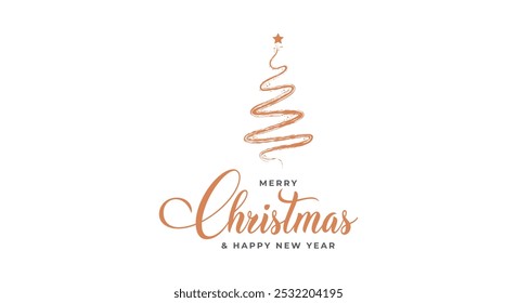 Texto de Vector de Navidades felices Ilustración vectorial de letras caligráficas Navidades felices y feliz año Nuevo Fondo Árbol de Navidad Ramas decoración. 