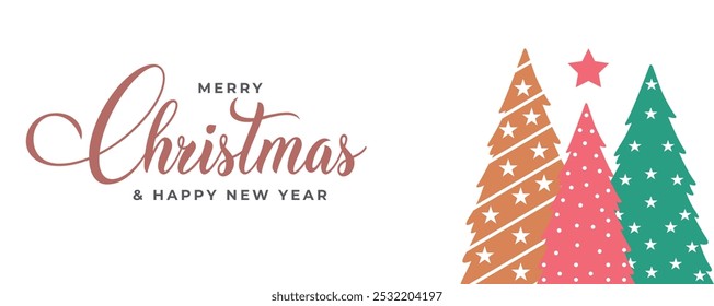 Feliz Natal texto vetorial Caligrafia ilustração vetorial Feliz Natal e Feliz Ano Novo Fundo Árvore de Natal Branches decoração. 