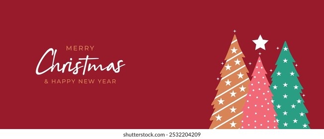 Merry Christmas vector text Calligraphic Lettering Vector illustration Merry Christmas and Happy New Year Background Christmas Tree Branches decoration. 
