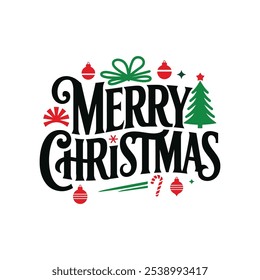 Merry Christmas vector text Calligraphic Lettering design card template. Calligraphic handmade lettering.