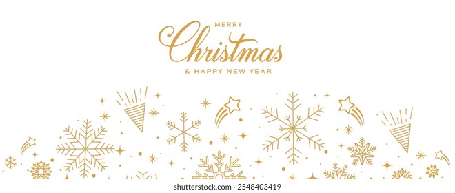 Texto de Vector de Navidades felices Letras caligráficas Navidades felices y feliz año Nuevo Fondo Árbol de Navidad Ramas Ilustración vectorial