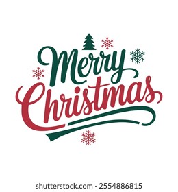 Merry Christmas vector text Calligraphic Lettering design card template. Creative typography for Holiday Greeting Gift Poster.