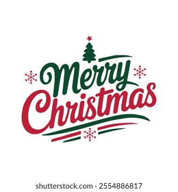 Merry Christmas vector text Calligraphic Lettering design card template. Creative typography for Holiday Greeting Gift Poster.