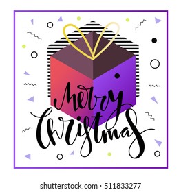 Merry Christmas vector text Calligraphic Lettering design card template. Abstract creative typography .