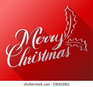 Merry Christmas vector text Calligraphic Lettering design card template. Creative typography for Holiday Greeting Gift Poster. Calligraphy Font style Banner red background.