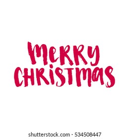 Merry Christmas vector text Calligraphic Lettering design card template. Creative typography for Holiday Greeting Gift Poster.