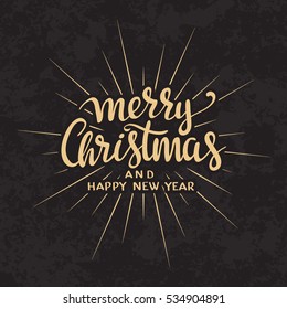 Merry Christmas vector text Calligraphic Lettering design card template.