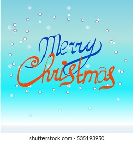 Merry Christmas vector text Calligraphic Lettering design card template.
Creative typography for Holiday Greeting Gift Poster. Calligraphy Font style Banner,snowflakes