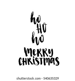 Merry Christmas vector text Calligraphic Lettering design card template. Creative typography for Holiday Greeting Gift Poster.