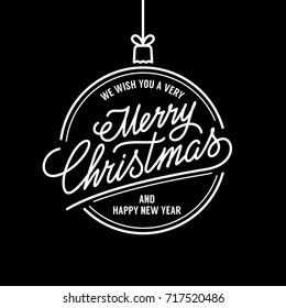 Merry Christmas vector text Calligraphic Lettering design card template. Calligraphy Font style Banner.