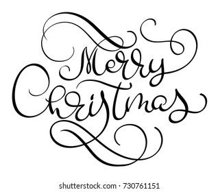 Merry Christmas vector text Calligraphic Lettering design card template.Creative typography for Holiday Greeting Gift Poster. Calligraphy Font style Banner