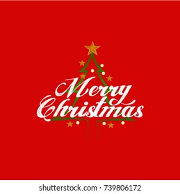 Merry Christmas vector text Calligraphic Lettering design card template. Creative typography for Holiday Greeting Gift Poster.