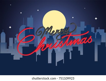 Merry Christmas vector text Calligraphic Lettering design card template. Creative typography for Holiday Greeting Gift Poster. Calligraphy Font style Banner